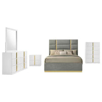 Ines 5-piece Eastern King Bedroom Set Grey and White High Gloss - Home & Sleep Outlet