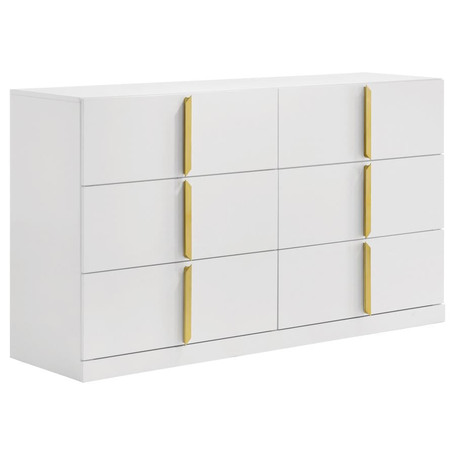 Ines 5-piece Eastern King Bedroom Set Grey and White High Gloss
