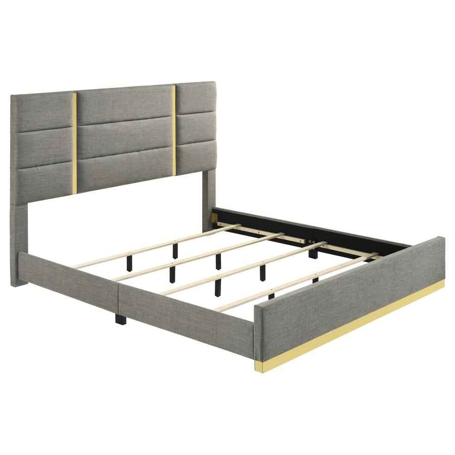 Ines 56-inch Fabric Upholstered Eastern King Panel Bed Grey - Home & Sleep Outlet