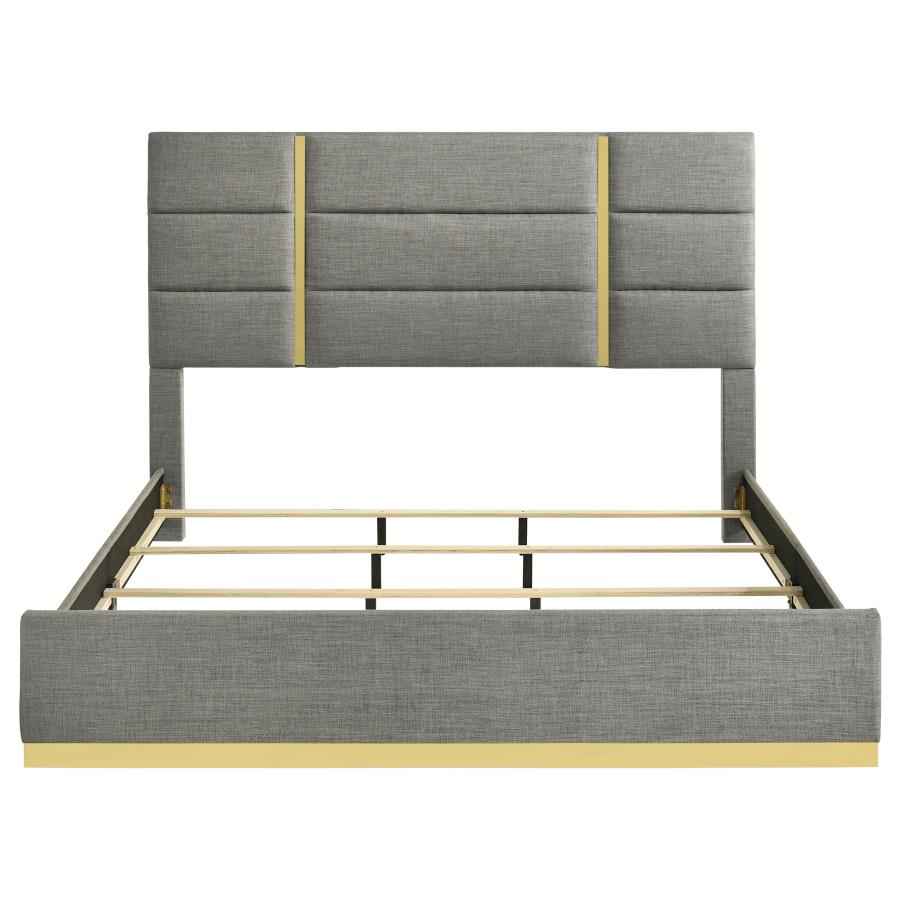 Ines 56-inch Fabric Upholstered Eastern King Panel Bed Grey - Home & Sleep Outlet