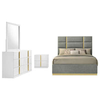Ines 4-piece Queen Bedroom Set Grey and White High Gloss - Home & Sleep Outlet