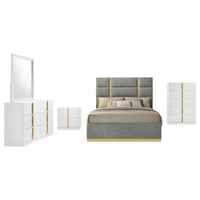 Ines 5-piece Queen Bedroom Set Grey and White High Gloss - Home & Sleep Outlet