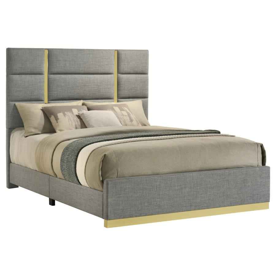 Ines 56-inch Fabric Upholstered Queen Panel Bed Grey - Home & Sleep Outlet