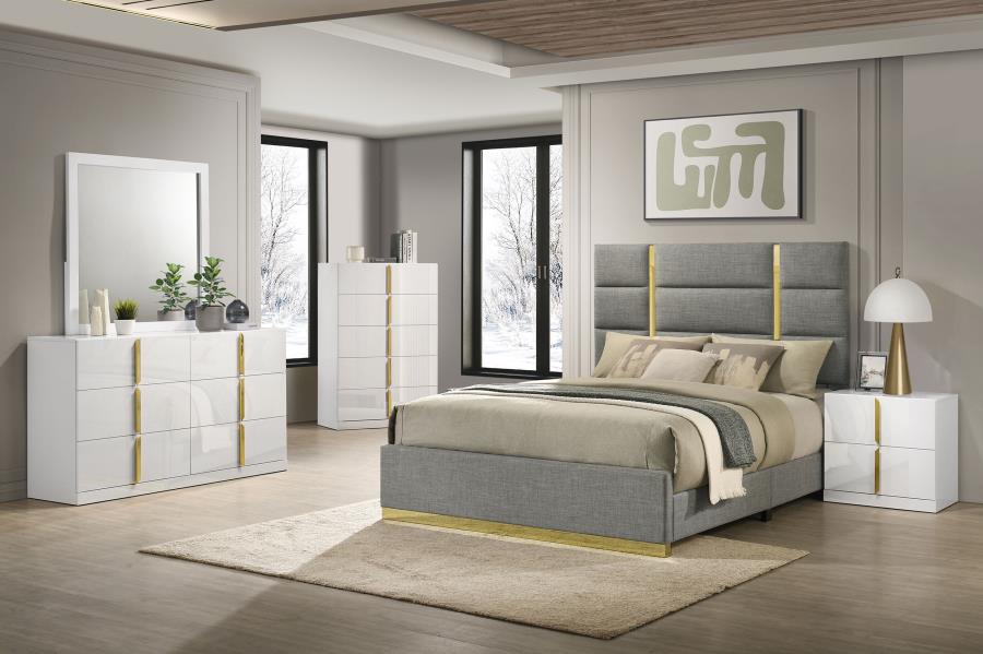Ines 56-inch Fabric Upholstered Queen Panel Bed Grey