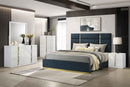 Ines 5-piece Eastern King Bedroom Set Navy and White High Gloss - Home & Sleep Outlet