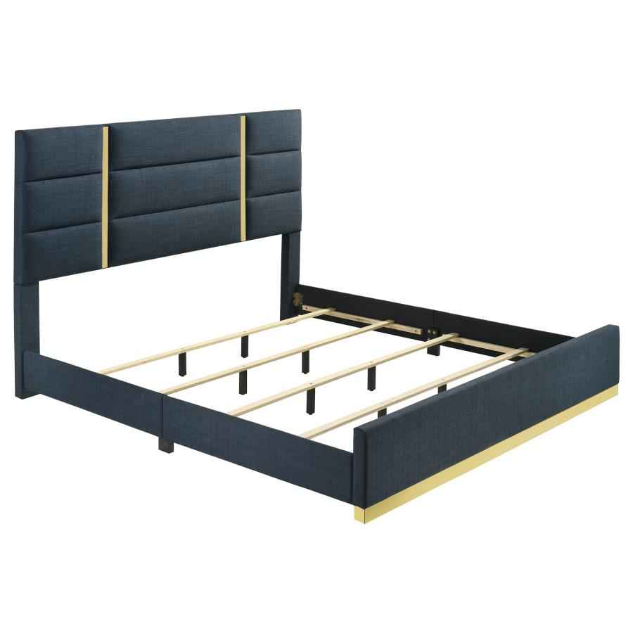 Ines 5-piece Eastern King Bedroom Set Navy and White High Gloss - Home & Sleep Outlet