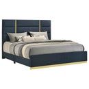 Ines 56-inch Fabric Upholstered Eastern King Panel Bed Navy - Home & Sleep Outlet