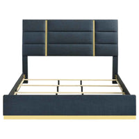Ines 56-inch Fabric Upholstered Eastern King Panel Bed Navy - Home & Sleep Outlet