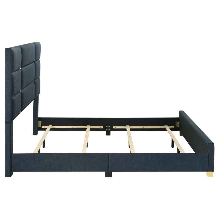 Ines 56-inch Fabric Upholstered Eastern King Panel Bed Navy - Home & Sleep Outlet