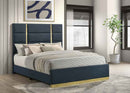 Ines 56-inch Fabric Upholstered Queen Panel Bed Navy - Home & Sleep Outlet