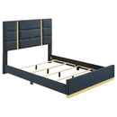 Ines 56-inch Fabric Upholstered Queen Panel Bed Navy - Home & Sleep Outlet