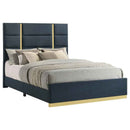 Ines 56-inch Fabric Upholstered Queen Panel Bed Navy - Home & Sleep Outlet