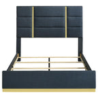 Ines 56-inch Fabric Upholstered Queen Panel Bed Navy