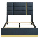 Ines 56-inch Fabric Upholstered Queen Panel Bed Navy - Home & Sleep Outlet
