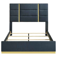 Ines 56-inch Fabric Upholstered Queen Panel Bed Navy - Home & Sleep Outlet