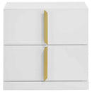 Ines 2-drawer Nightstand Bedside Table White High Gloss