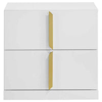 Ines 2-drawer Nightstand Bedside Table White High Gloss