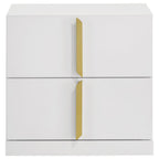 Ines 2-drawer Nightstand Bedside Table White High Gloss