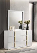 Home & Sleep Outlet - Ines 6-drawer Bedroom Dresser with Mirror White High Gloss