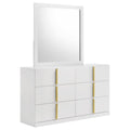 Home & Sleep Outlet - Ines 6-drawer Bedroom Dresser with Mirror White High Gloss