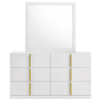 Home & Sleep Outlet - Ines 6-drawer Bedroom Dresser with Mirror White High Gloss