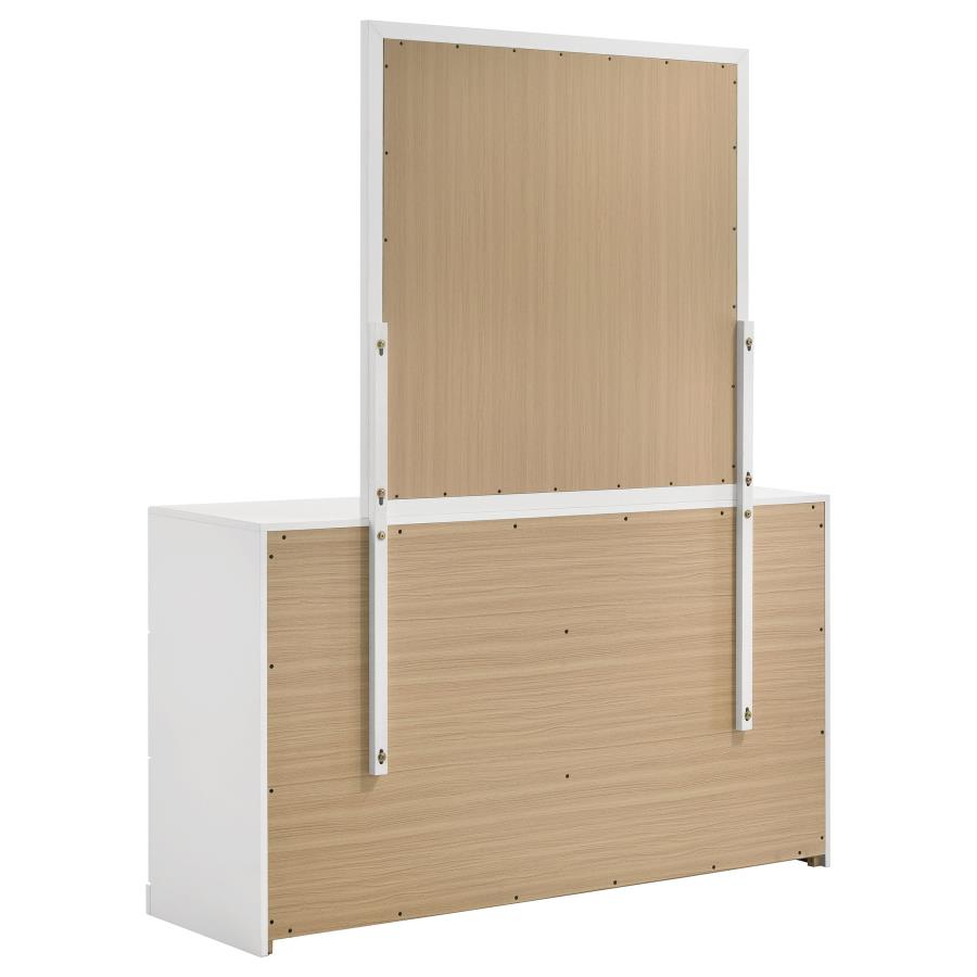 Home & Sleep Outlet - Ines 6-drawer Bedroom Dresser with Mirror White High Gloss