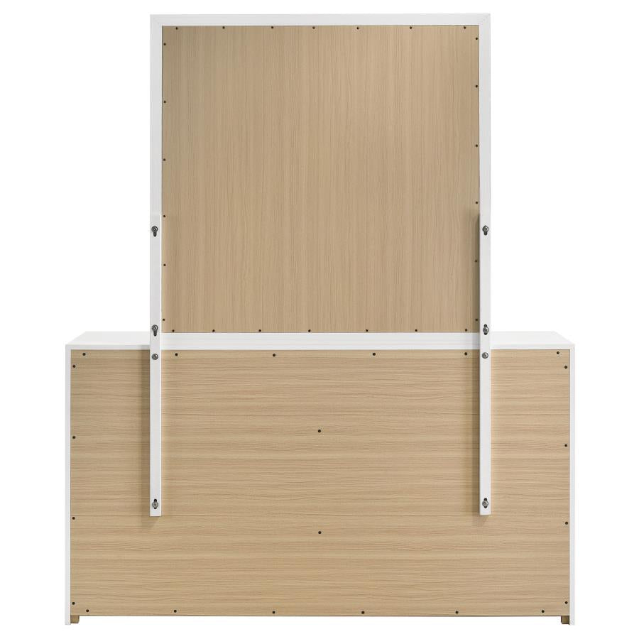 Home & Sleep Outlet - Ines 6-drawer Bedroom Dresser with Mirror White High Gloss