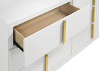 Home & Sleep Outlet - Ines 6-drawer Bedroom Dresser with Mirror White High Gloss