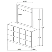 Ines 6-drawer Bedroom Dresser with Mirror White High Gloss