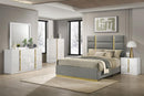 Ines 6-drawer Bedroom Dresser with Mirror White High Gloss