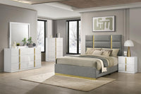 Ines 6-drawer Bedroom Dresser with Mirror White High Gloss