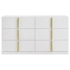 Ines 6-drawer Bedroom Dresser Cabinet White High Gloss