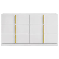 Ines 6-drawer Bedroom Dresser Cabinet White High Gloss