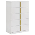 Ines 5-drawer Bedroom Chest of Drawers White High Gloss