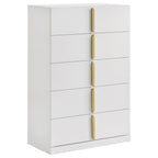 Ines 5-drawer Bedroom Chest of Drawers White High Gloss