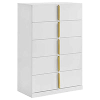Ines 5-drawer Bedroom Chest of Drawers White High Gloss