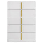 Ines 5-drawer Bedroom Chest of Drawers White High Gloss