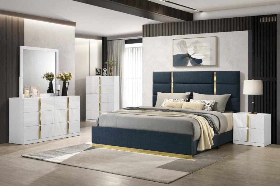 Ines 5-drawer Bedroom Chest of Drawers White High Gloss