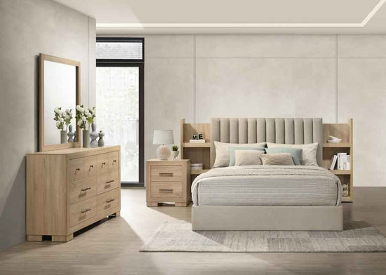 Arielle 4-piece Eastern King Bedroom Set Light Oak
