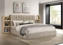 Arielle Eastern King Bookcase Panel Storage Bed Light Oak