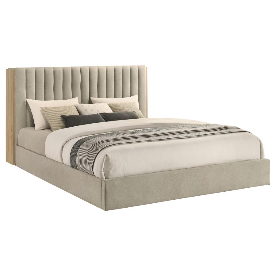 Home & Sleep Outlet - Arielle Eastern King Bookcase Panel Storage Bed Light Oak