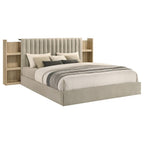 Home & Sleep Outlet - Arielle Eastern King Bookcase Panel Storage Bed Light Oak