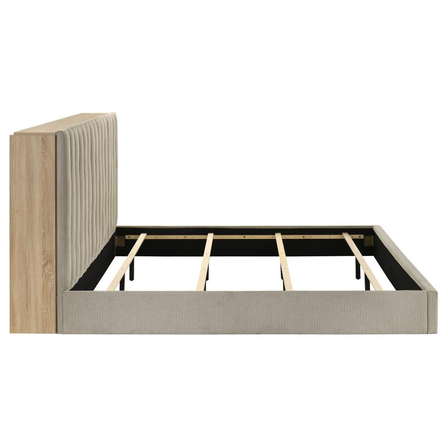 Home & Sleep Outlet - Arielle Eastern King Bookcase Panel Storage Bed Light Oak