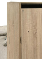 Home & Sleep Outlet - Arielle Eastern King Bookcase Panel Storage Bed Light Oak