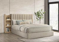 Arielle Queen Bookcase Panel Storage Bed Light Oak