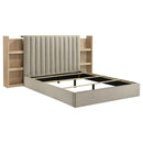 Arielle Queen Bookcase Panel Storage Bed Light Oak