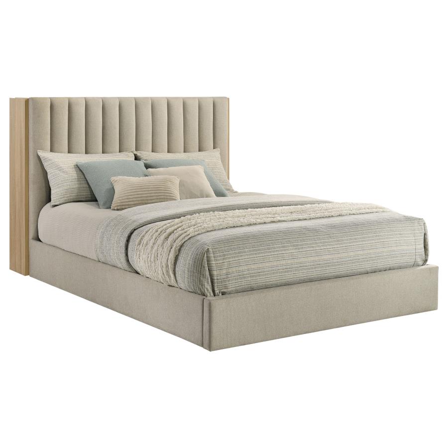 Home & Sleep Outlet - Arielle Queen Bookcase Panel Storage Bed Light Oak