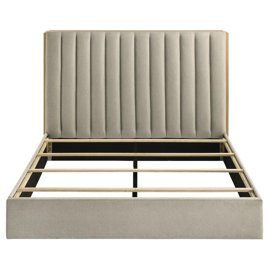 Home & Sleep Outlet - Arielle Queen Bookcase Panel Storage Bed Light Oak