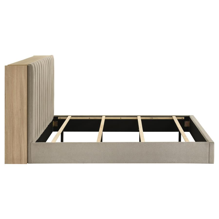 Home & Sleep Outlet - Arielle Queen Bookcase Panel Storage Bed Light Oak