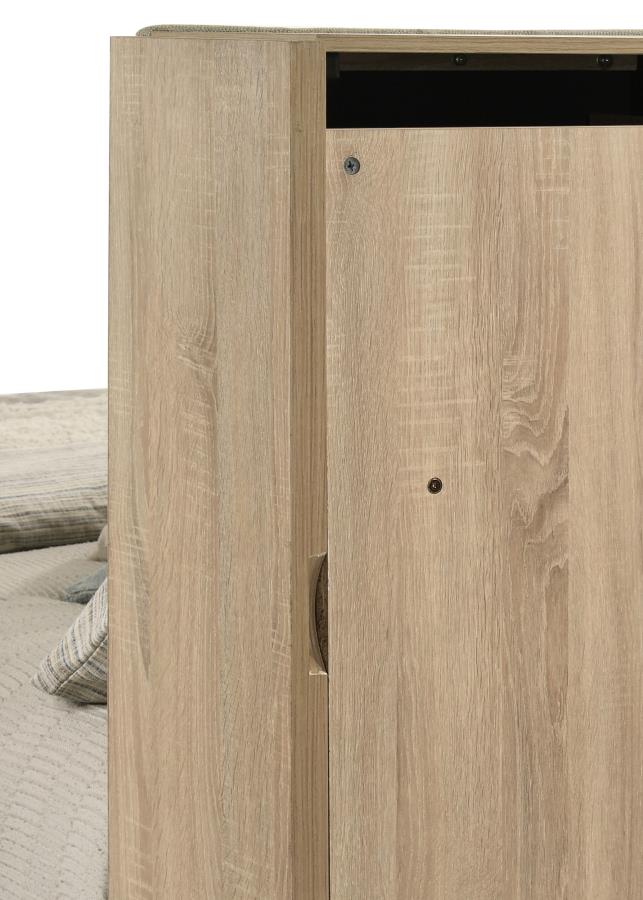 Home & Sleep Outlet - Arielle Queen Bookcase Panel Storage Bed Light Oak